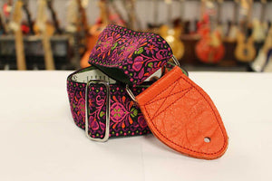 Souldier Strap Hendrix Magenta with Orange Leather Ends 2" Guitar Strap *Free Shipping in the USA*
