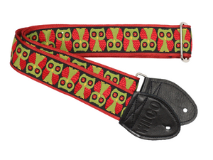 Souldier Wilco VEGAN Signature Olive and Red Owls Guitar Strap *Free Shipping in the USA*