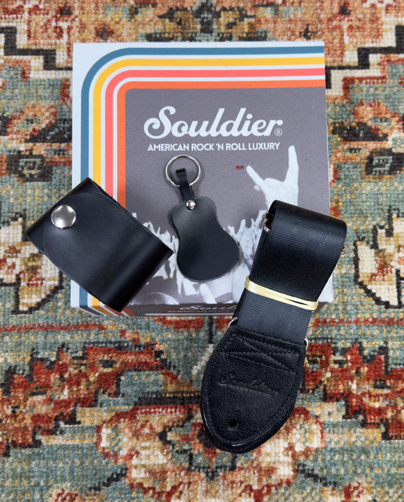 Souldier Straps 3pc Guitar Strap Gift Box Black SB *Free Shipping in the USA*