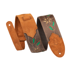Levy's Leather Flowering Vine Series M4FV-BLK_RED Guitar Strap *Free Shipping in the USA*