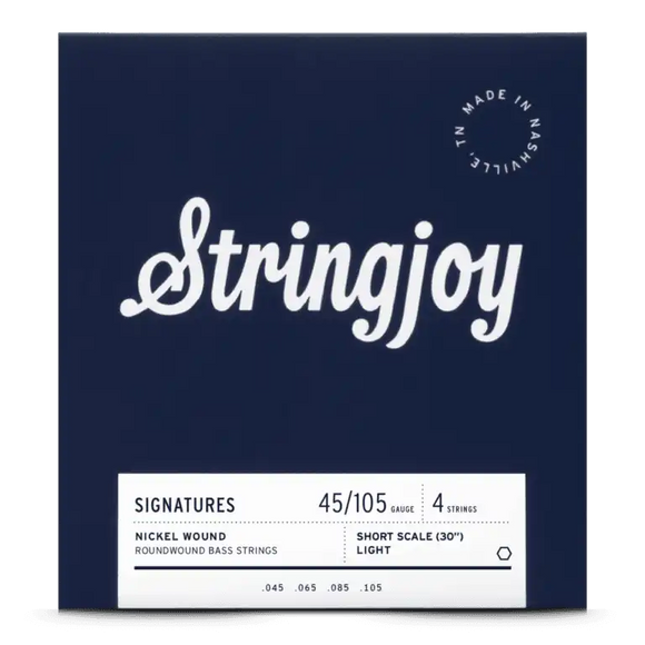 Stringjoy Light Gauge (45-105) 4 String Short Scale Nickel Wound Bass Guitar Strings