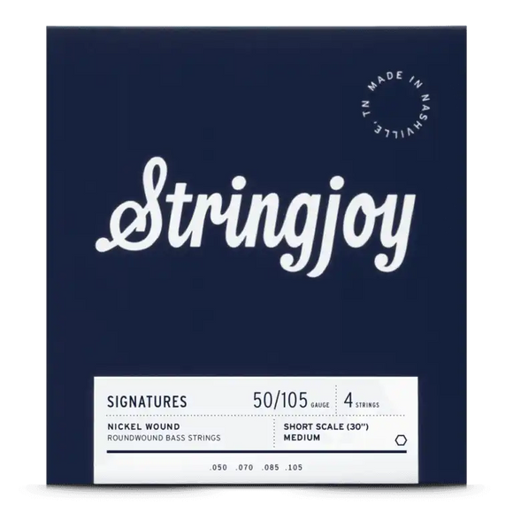 Stringjoy Medium Gauge (50-105) 4 String Short Scale Nickel Wound Bass Guitar Strings