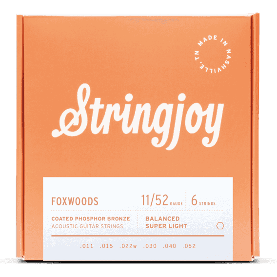 Stringjoy Foxwoods | Super Light Gauge (11-52) Coated Phosphor Bronze Acoustic Guitar Strings