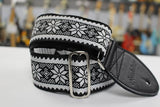Souldier Strap Poinsettia Black on White  w/ Black Leather Ends *Free Shipping in the USA*