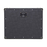 Black textured suitcase with brand logo on a white background