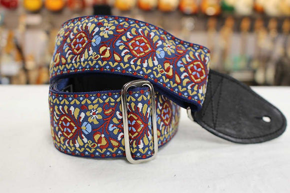 Souldier Hendrix Brown/Blue Guitar Strap with Black Leather / Discontinued