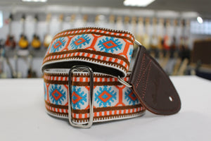 Souldier Pillar Turquoise Guitar Strap with Brown Leather Ends *Free Shipping in the USA*
