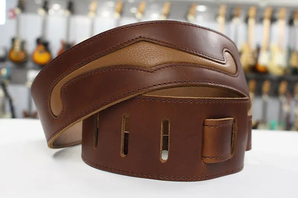 LM Products Leather Guitar Strap F Hole Suede Brown *Free Shipping in the USA*