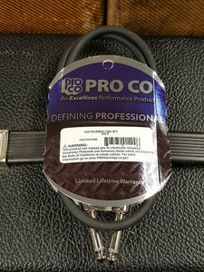 Pro Co EG-2 Patch Cable *2 Ft 1/4-1/4 Straight to Straight