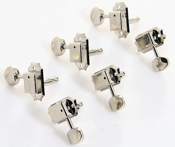 Grover 133N Deluxe Guitar Machine Heads, Vintage, Nickel, 3 Per Side, Package of 6