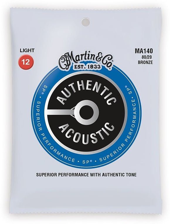 Martin MA140 SP 80/20 Bronze Authentic Acoustic Guitar Strings - Light (12-54)