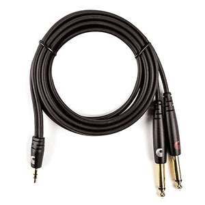 D'Addario Custom Series PW-MPTS-06 1/8" Stereo Plug to Dual 1/4" Plugs Audio Cable (6')