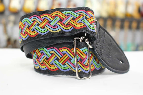 Souldier Celtic Knot Rainbow Guitar Strap with Black Leather Ends *Free Shipping in the USA*