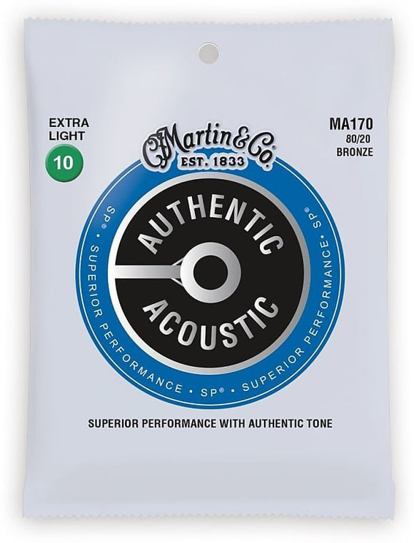 Martin MA170 SP 80/20 Bronze Authentic Acoustic Guitar Strings Extra Light 10-47
